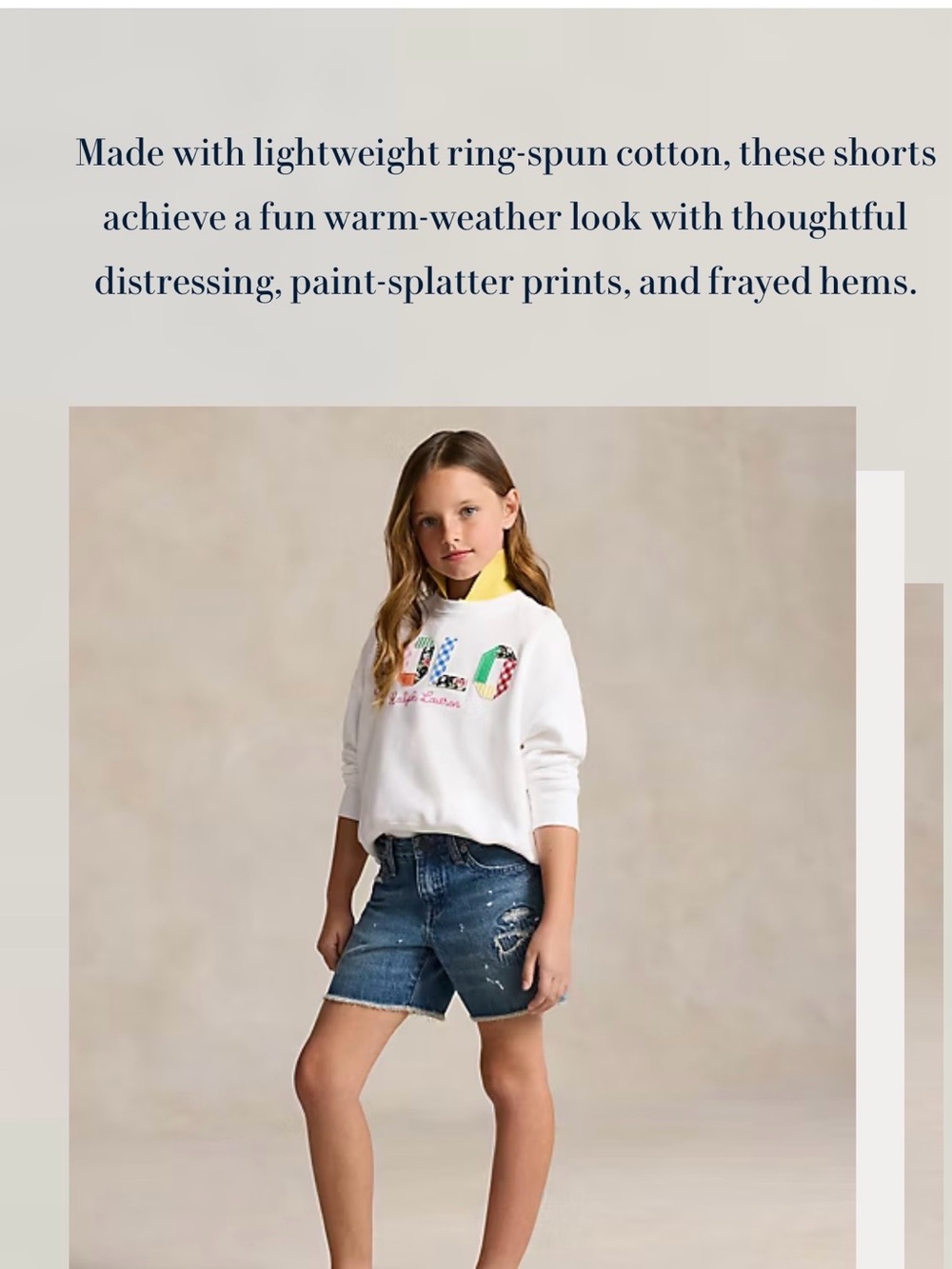 Polo by Ralph Lauren Blue Denim Cropped Jeans with Embroidered Trim